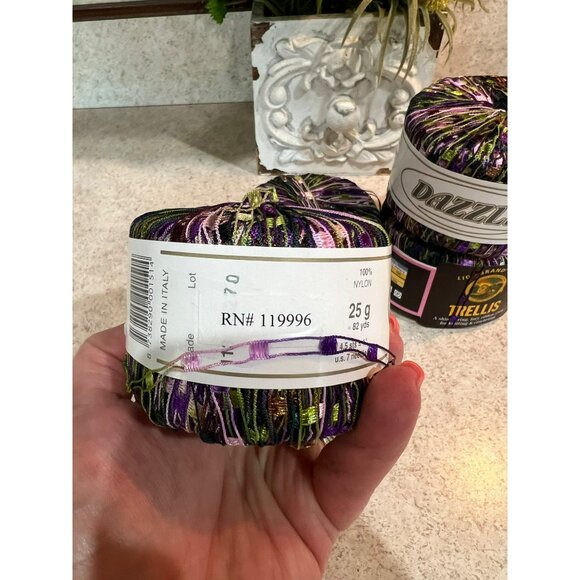 Dazzle Yarn Lot Of 4 Skeins 25g Each 100% Nylon Made In Italy (Fever) Multicolor - Picture 3 of 5